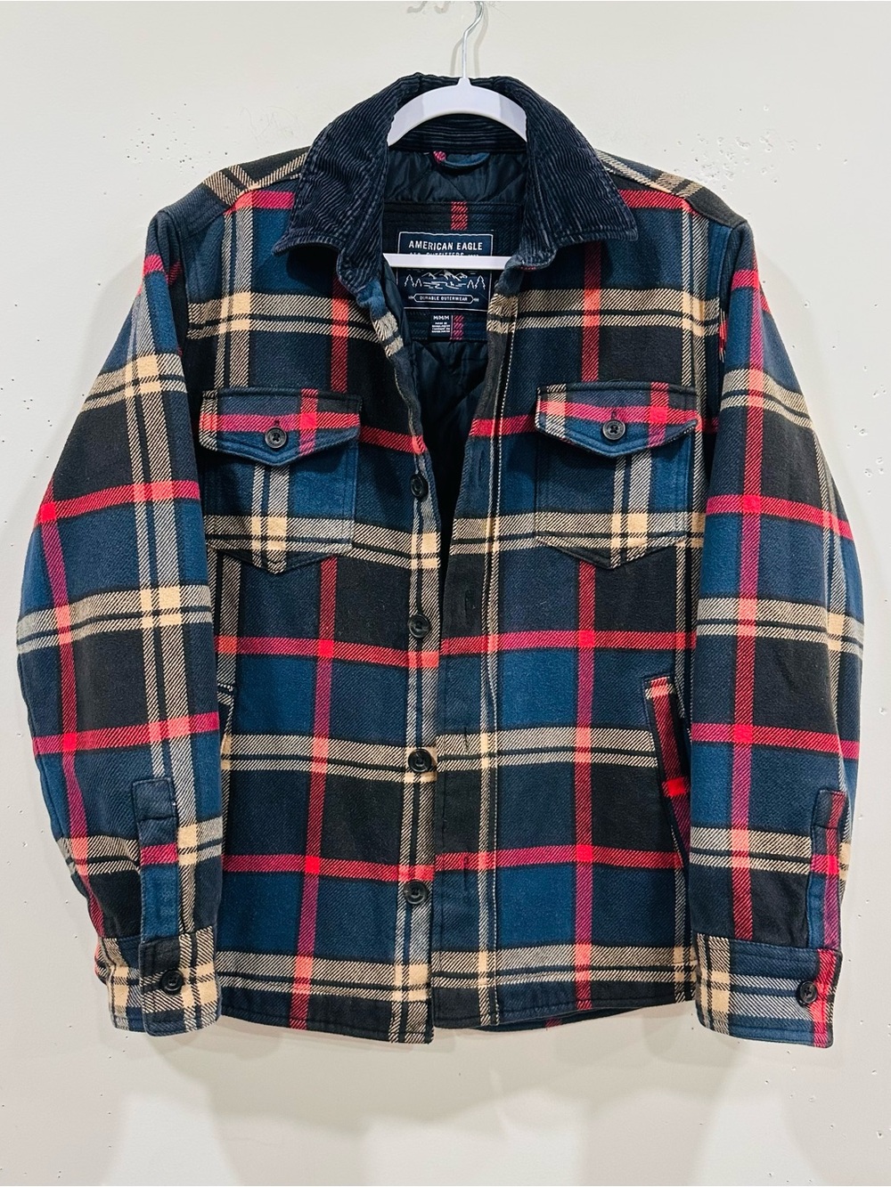 American Eagle Outfitters Men's M Plaid Jacket Quilted Lined Insulated Flannel